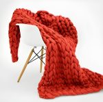 Grobstrick Decke Rot