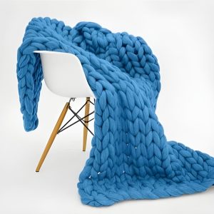 Grobstrick decke blau
