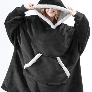 Kuscheldecke Mit Armeln Schwarz 2