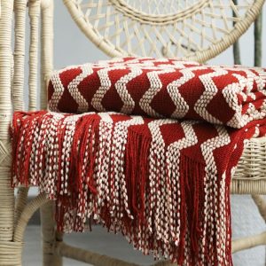 Rote Strickdecke